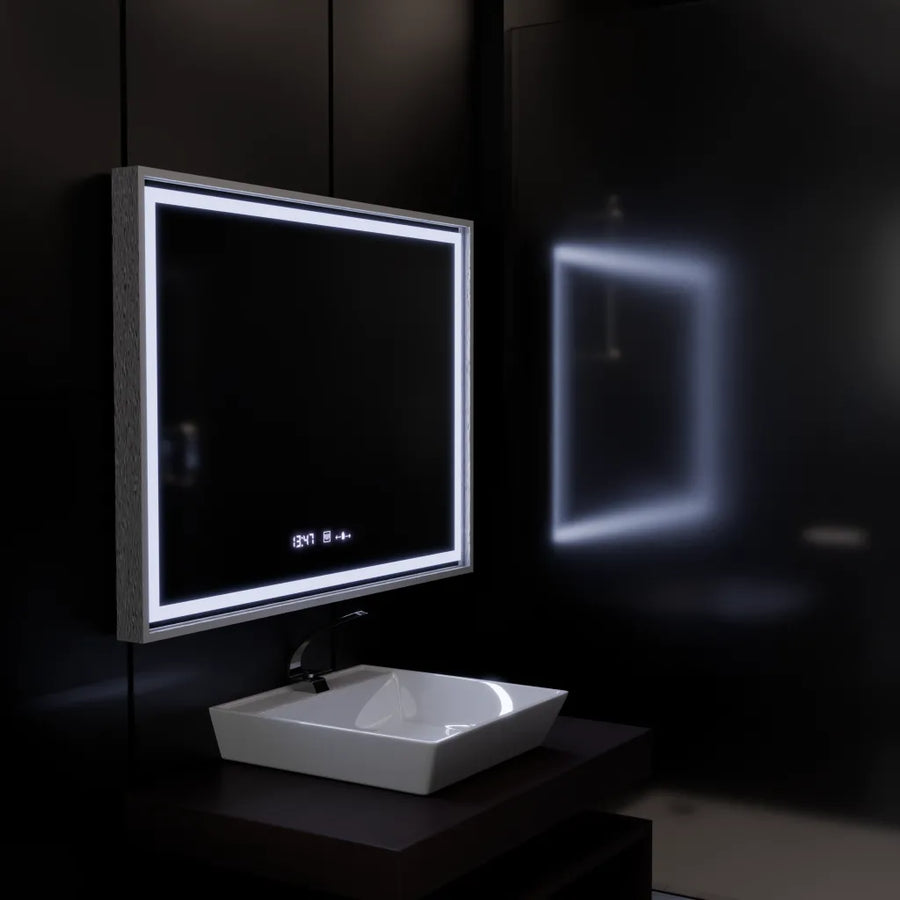 Zrcadlo LED obdélníkový 120x80cm Verite Imperial Silver Motion Glow Marcello Clock Defrition System & Dimable teploměr