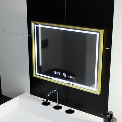 LED obdélníkový LED zrcadlo 80x60cm Crystallo Motionglow Marcello Dimable Clock Dezoring System
