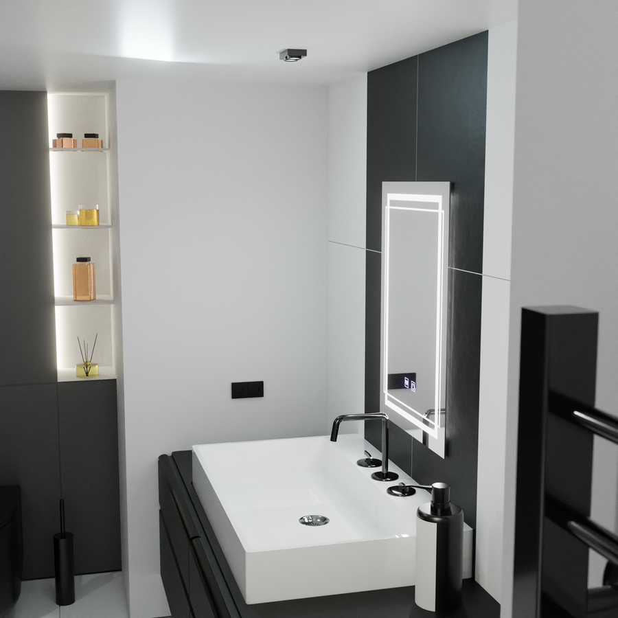 Zrcadlo LED obdélníkový 50x70cm dotykový systém deaktivace Koven