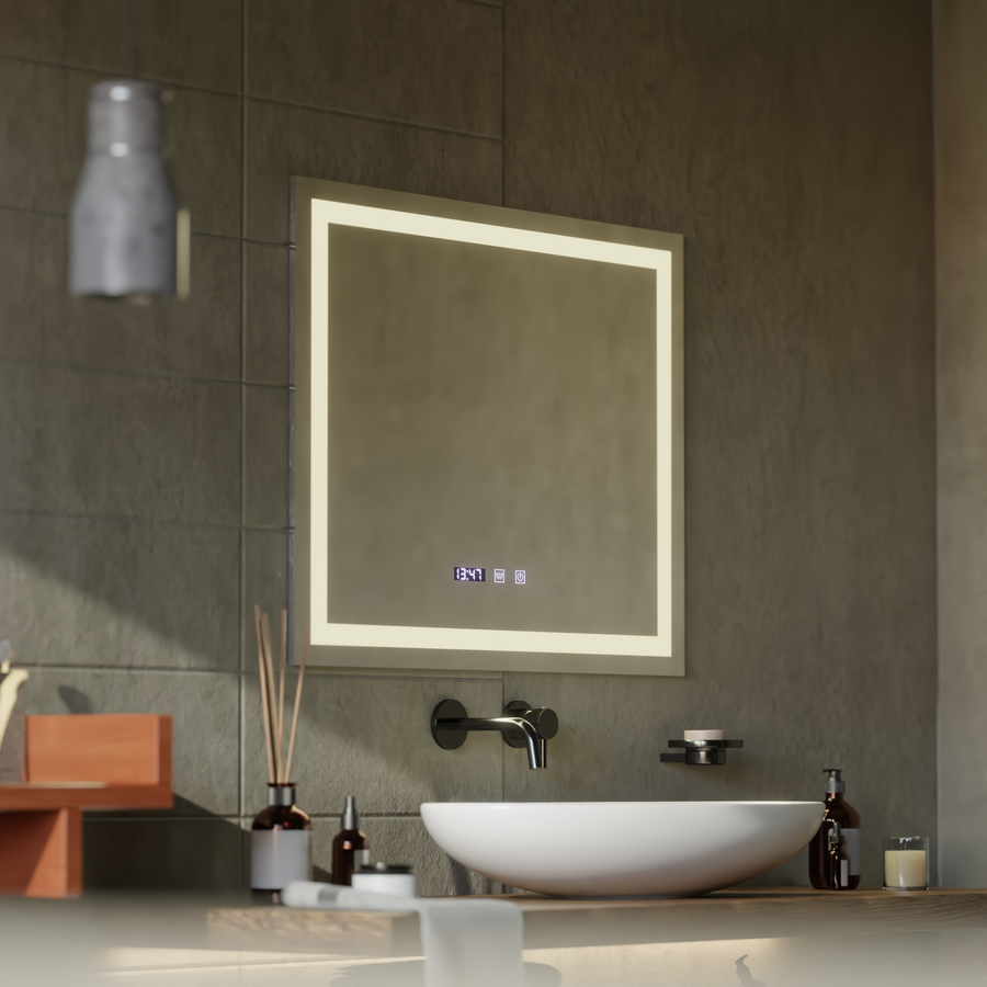 LED Touch Werner Mirror Defrition System, hodiny a teplota 80x60 cm