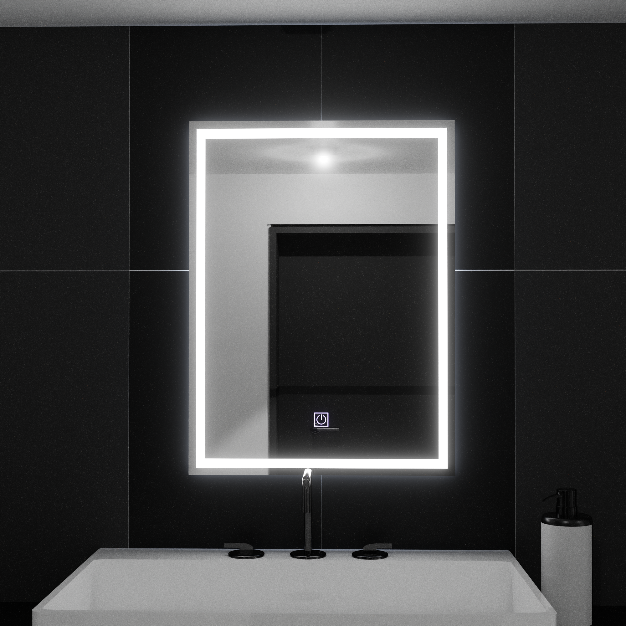 Zrcadlo LED obdélníkový rámeček 50x70cm Základní dotek