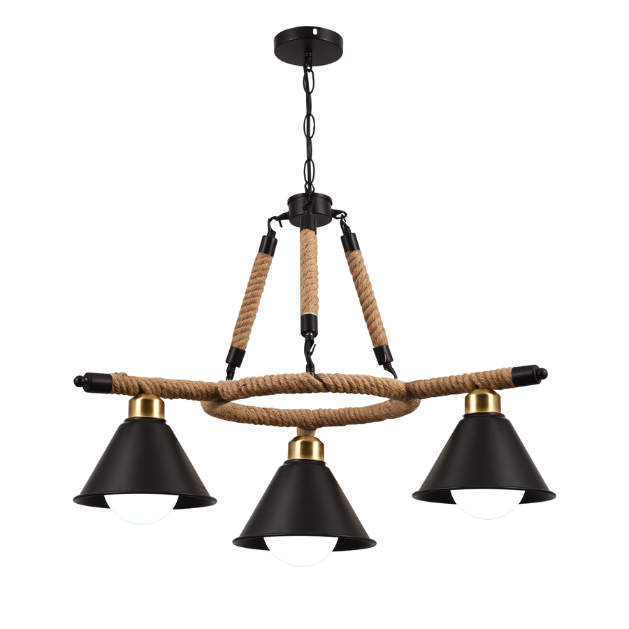 Lustrage chtíč, 2*E27, hnědý, kov a motouz