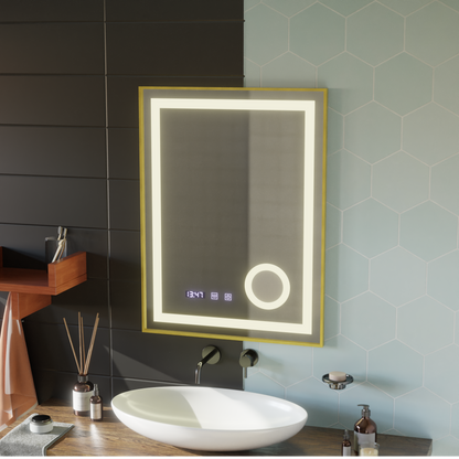 Zrcadlový LED dotykový systém Stefan Debrication System, Voda a teplota 60x80 cm Zlatá kosmetika Ramahed Cosmetics Lup