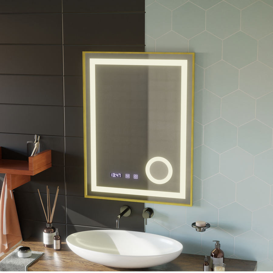 Zrcadlový LED dotykový systém Stefan Debrication System, Voda a teplota 60x80 cm Zlatá kosmetika Ramahed Cosmetics Lup