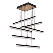 Závěsný křišťálový LED lustr LT181/6BK, 84W, světlo 3000/4000/6000K, černý, nastavitelná výška