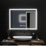 Obdélníkové LED zrcadlo, 100x75cm, Verite MotionGlow Marcello, Demister System, Hodiny & Teploměr, Stmívatelné