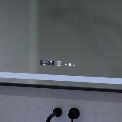 LED zrcadlový pohyb Motionglow Sensor Domingo s rozmrazovací funkcí 120x65 cm studené/teplé/teplé světlo, černý kartáčovaný rám, Marcello Funghi Collection