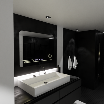 Obdélníkové LED Mirror 80x60cm Fortaleza Motionglow Marcello Dezolovací systém teploměru a kosmetický vlk