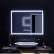 Obdélníkové LED zrcadlo, 100x75cm, Verite MotionGlow Marcello, Demister System, Hodiny & Teploměr, Stmívatelné
