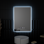 Obdélníkové LED zrcadlo, 50x70 cm, senzor Zampa MotionGlow Marcello, systém odmlžování, hodiny a teploměr, stmívatelné