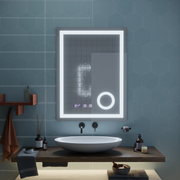 Zrcadlový LED dotykový systém defrice Manfred, hodiny a teplota 60x80 cm kosmetické zvětšení