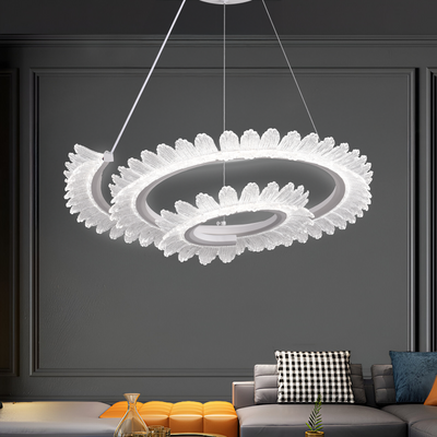 LED lustr LT188WH, krystal a kov, 40W, stmívatelný, nastavitelná výška, studené/teplé/neutrální světlo, luxusní osvětlení