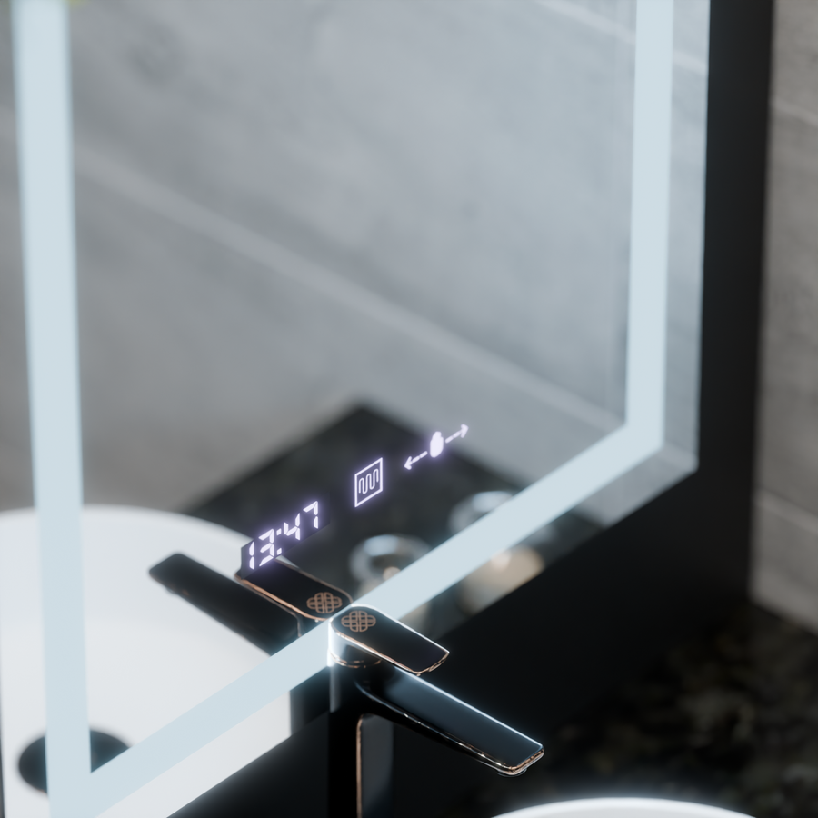 Obdélníkový LED zrcadlo 60x80cm Verite Motionglow Marcellow Dimable Clock System