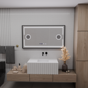 LED zrcadlový pohyb Motionglow Sensor Domingo s rozmrazovací funkcí 120x65 cm studené/teplé/teplé světlo, černý kartáčovaný rám, Marcello Funghi Collection