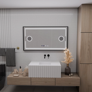 LED zrcadlový pohyb Motionglow Sensor Domingo s rozmrazovací funkcí 120x65 cm studené/teplé/teplé světlo, černý kartáčovaný rám, Marcello Funghi Collection