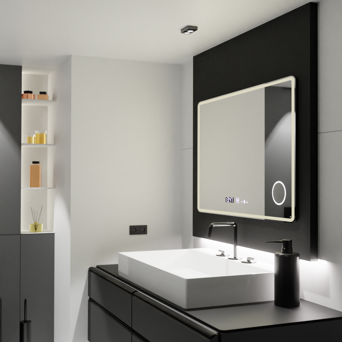 Zrcadlo LED obdélníkový 120x80cm Aura Ritlesso Poro Motionglow Marcello System Postižení a teploměr kamioty kosmetiky