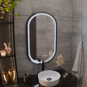 Zrcadlový LED Touch Helmut Defrition System, hodiny a teplota 50x80 cm Černý štětec
