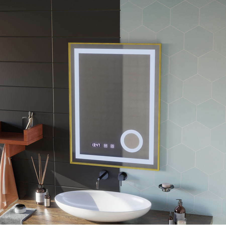 Zrcadlový LED dotykový systém Stefan Debrication System, Voda a teplota 60x80 cm Zlatá kosmetika Ramahed Cosmetics Lup