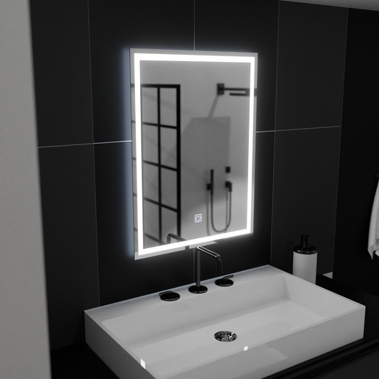 Zrcadlo LED obdélníkový rámeček 50x70cm Základní dotek