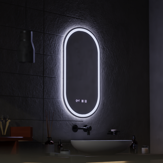 LED Touch Wilhelm Mirror Defrition System, hodiny a teplota 50x80 cm