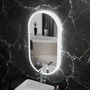 Oválné LED zrcadlo, 50x100cm, Lucia Sensor Marcello, Demister System, Hodiny & Teploměr, Stmívatelné
