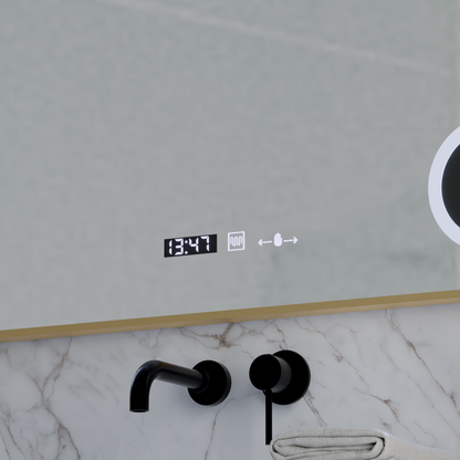 LED zrcadlové senzor pohybu Francesca 80x60 cm Studené světlo/studená/neutra Dimable System Debrosting Clock Marcello Funghhi Collection