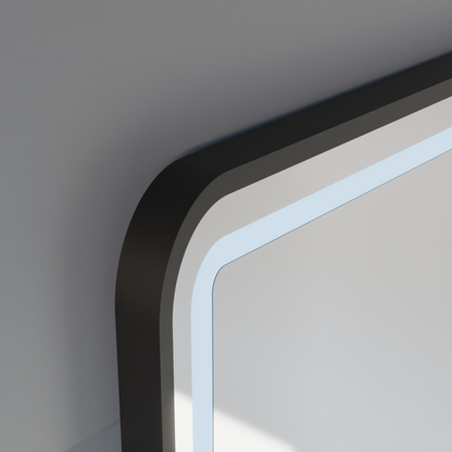 LED Touch Gerhard Mirror Defrition System, hodiny a teplota 60x80 cm Černý rám štětce