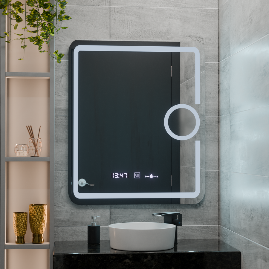 Zrcadlo LED obdélníkový 75x90cm Eclat Motiongllow Marcello Demontring System a teploměr kosmetiky dimable