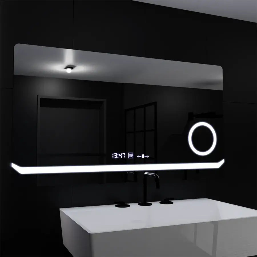 Mirror LED obdélníkový 80x60cm Definice Motiongllow Marcello Demontling CLOCK SYSTÉM
