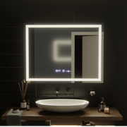 Obdélníkové LED zrcadlo, 100x75cm, Verite MotionGlow Marcello, Demister System, Hodiny & Teploměr, Stmívatelné