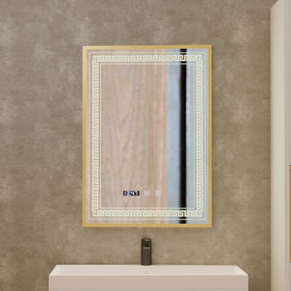 Mirror LED Touch Bruno zástupce oddělení, hodiny a teplota 60x80 cm stříbrný kartáčovaný rám