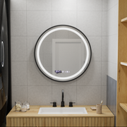 Mirror LED kolem 70 cm Celesti Majesti Noir Motionglow Marcello Clock Defrition System & Dimable teploměr