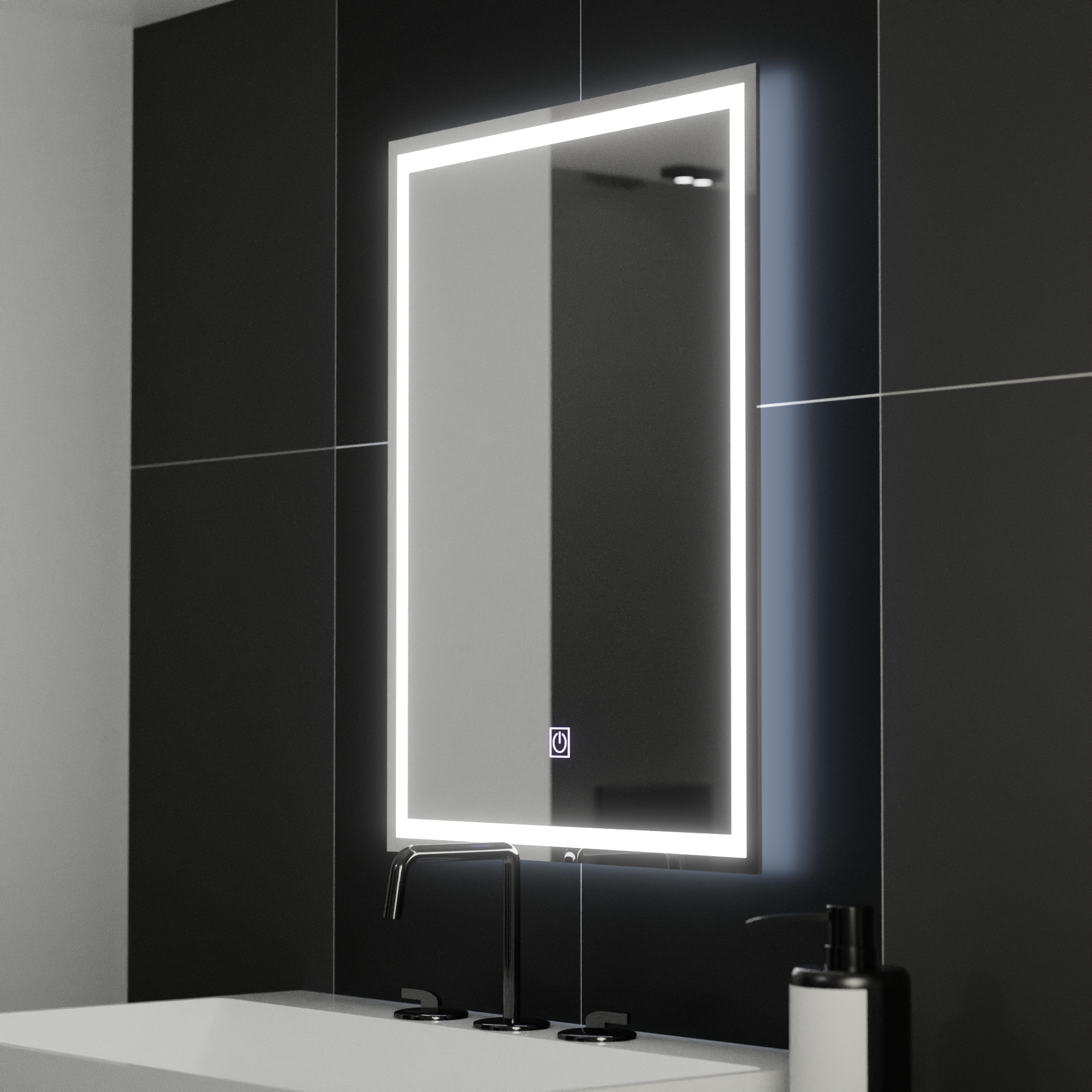 Zrcadlo LED obdélníkový rámeček 50x70cm Základní dotek