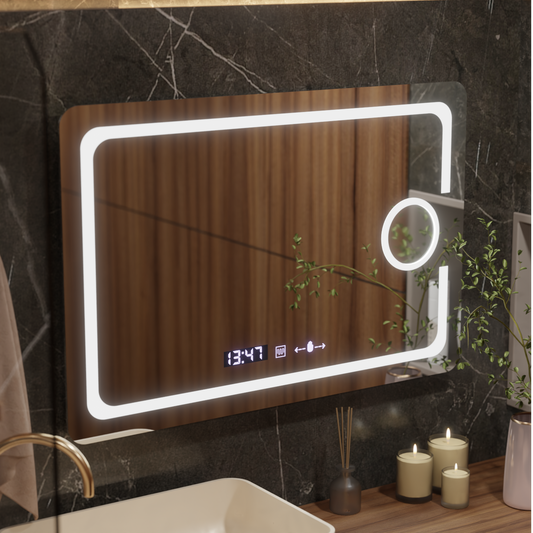 Zrcadlo LED obdélníkový 120x80cm Eclat Motiongllow Marcello Demontling & Dimable Cosmetic Terometer Termometr
