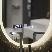 Oválné LED zrcadlo, 50x100cm, Lucia Sensor Marcello, Demister System, Hodiny & Teploměr, Stmívatelné