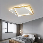 LED lustr se slunečním dálkovým ovládáním, 98W, 2 čtverce, chladné/horké/neutrální světlo, nestabilní, zlaté