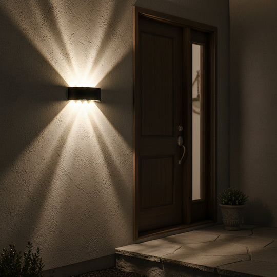 Vnější nástěnné LED svítidlo Ellis, 8W, 8 světelných zdrojů, teplé světlo, černá venkovní nástěnná svítidla Výchozí název Alessandro Design