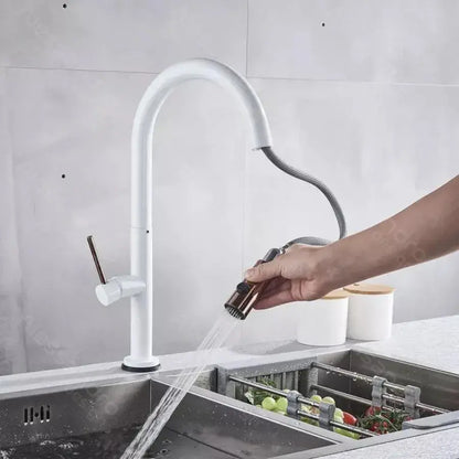Kuchyňská baterie s extrahovatelnou sprchou, sanitární mosaznou, bílou, CF/1035/a