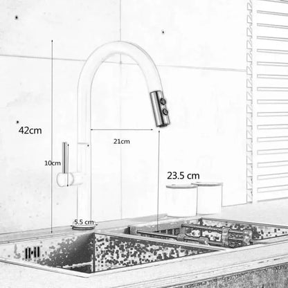 Kuchyňská baterie s extrahovatelnou sprchou, sanitární mosaznou, bílou, CF/1035/a