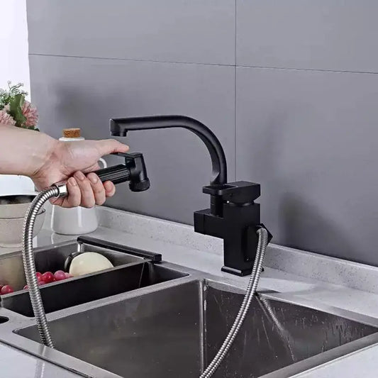 Kuchyňská baterie s extrahovatelnou sprchou, sanitární mosaznou, černou, OD/2031