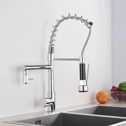 Kuchyňská baterie s extrahovatelnou sprchou, nerezovou ocelí a mosaznou, YD/201