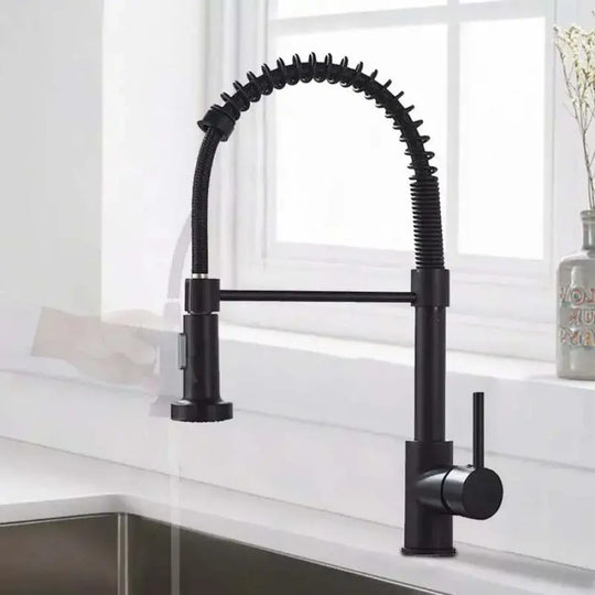 Kuchyňská baterie s výsuvnou sprchou, nerezová ocel a černá mosaz, YD/102 Kuchyňské baterie Výchozí název Alessandro Design