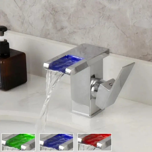 Washbasin, chrom, RGB světlo, změna barvy v závislosti na teplotě vody, OD3014