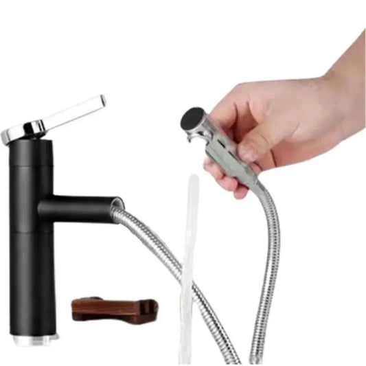 Battery Washbasin s extrahovatelným sprchou, sanitární mosaznou, černou, WZX/2022