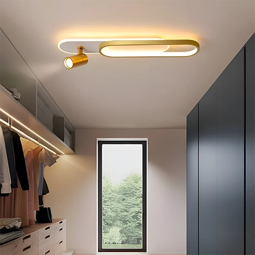 LED lustr s nastavitelným projektorem FISSO Camilla, 48W, studené/teplé/neutrální světlo 3000K/4000K/6000K, lesklé zlato, kov a akryl