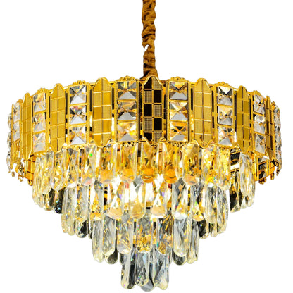 Křišťálový lustr CATHERINE Eleganza 8xE14, Průměr 49cm, Lesklý zlatý, Nastavitelná výška