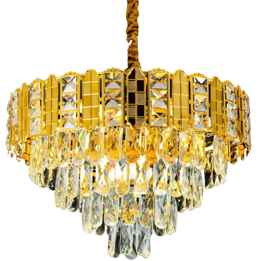 Křišťálový lustr CATHERINE Eleganza 8xE14, Průměr 49cm, Lesklý zlatý, Nastavitelná výška