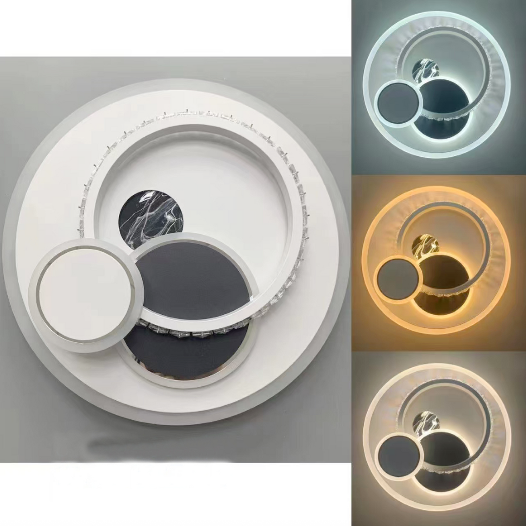 LED LED LED Heliox, 43W, 4 kruhy, chladné/horké/neutrální světlo, černá