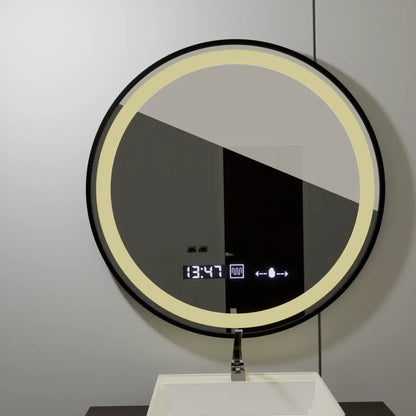 Mirror LED kolem 70 cm Celesti Majesti Noir Motionglow Marcello Clock Defrition System & Dimable teploměr