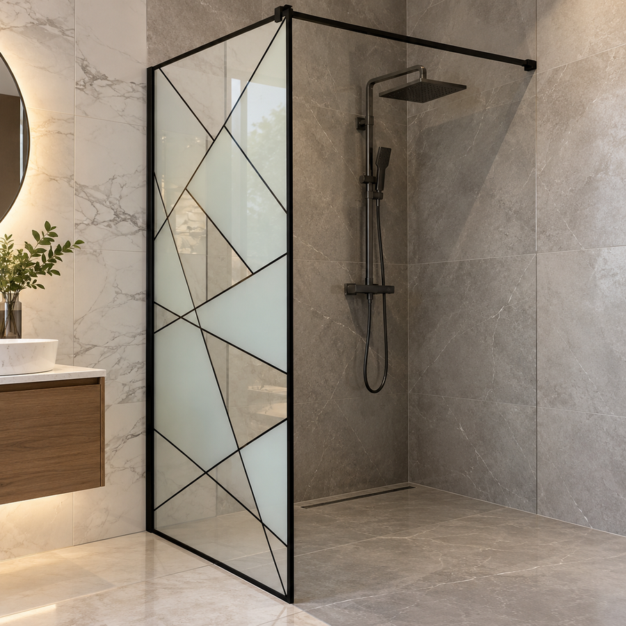 VELIA Walk-In sprchová zástěna, 70x195 cm, kov, průhledná a černá